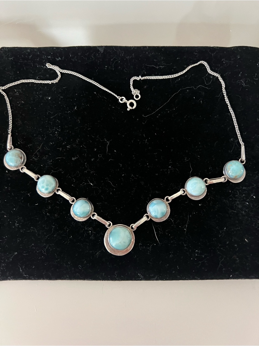 Sterling Silver Blue Larimar Station Necklace - Women Jewelry